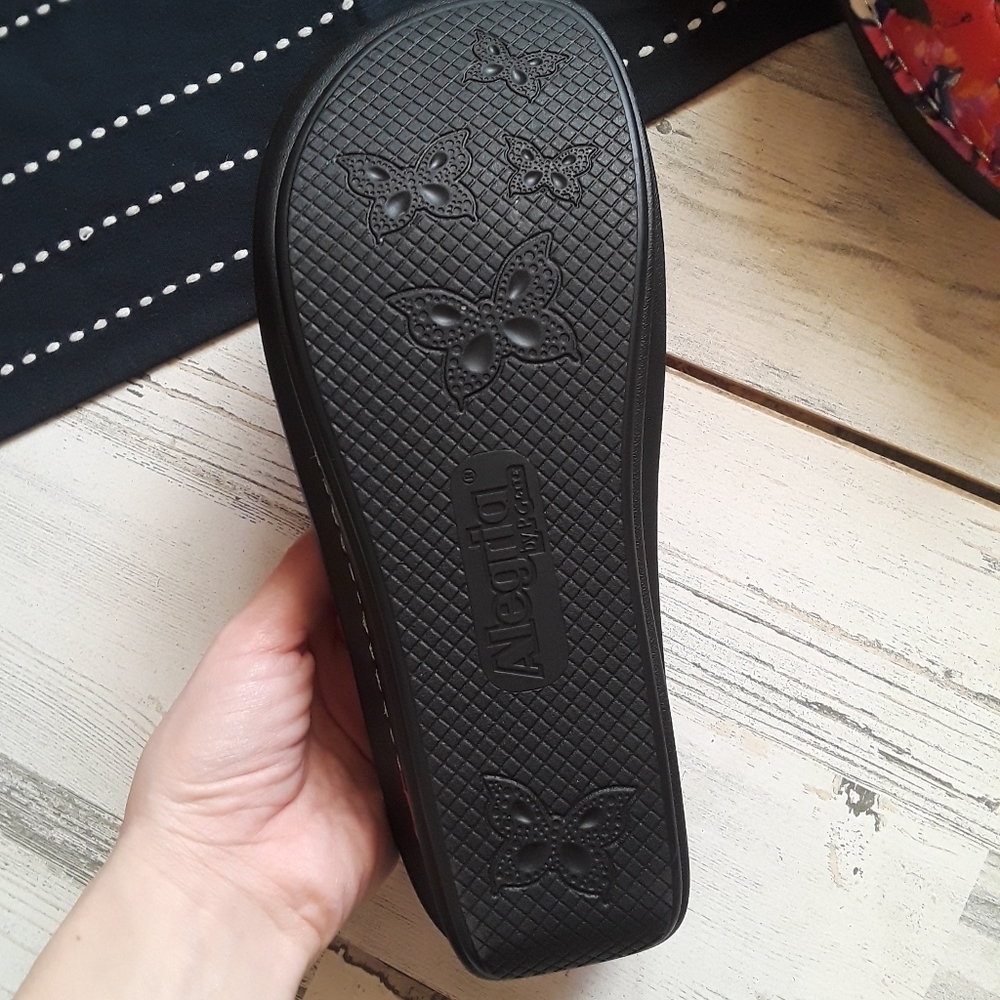 Alegria| Kacee Three Strap Sandal Leather Floral Comfort Shoe - Picture 2 of 5